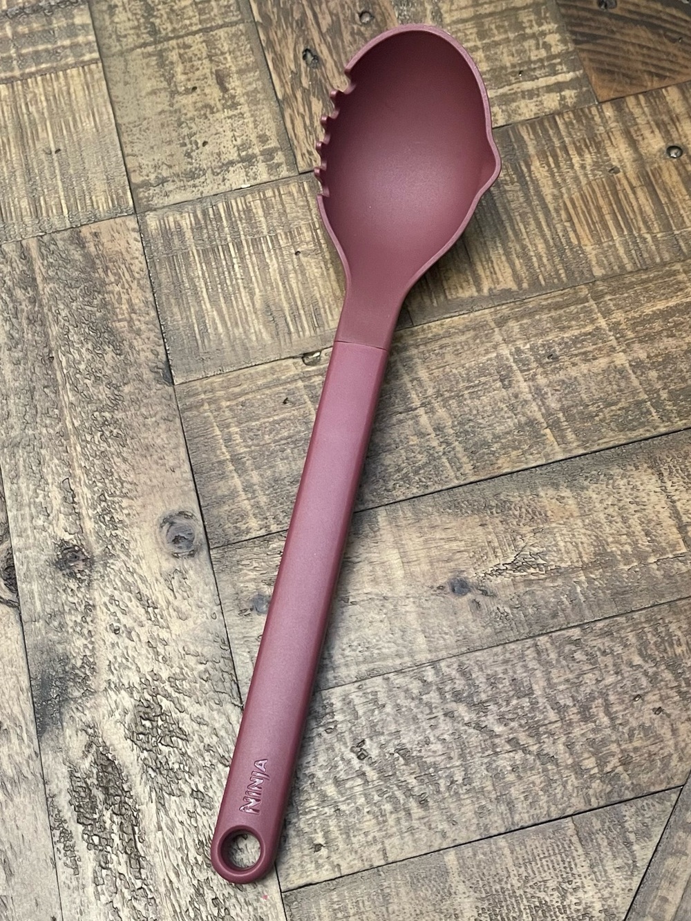Ninja Possible Pot Spoon in red, designed for nonstick cookware